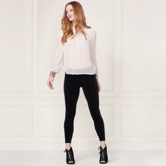 LC LAUREN CONRAD RUNWAY COLLECTION Leggings Velvet Black Size M L - Picture 3 of 5